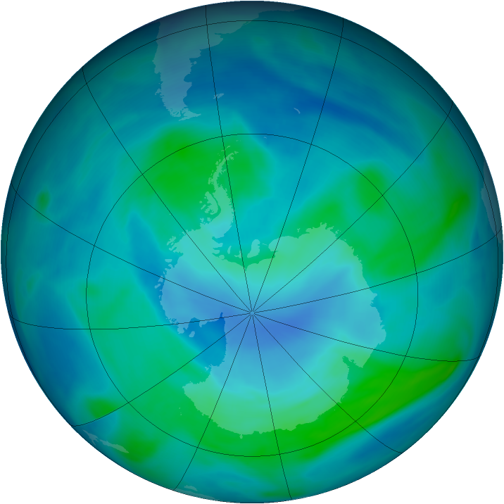 Antarctic ozone map for 17 February 2005